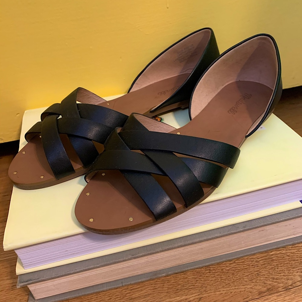 Madewell open toed Black Sandal flats